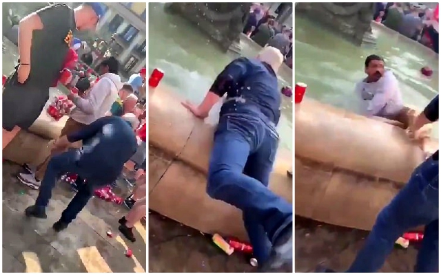 Liverpool fan Barcelona fountain incident