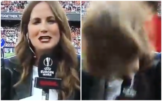 Reporter-struck-by-ball-Valencia-Arsenal