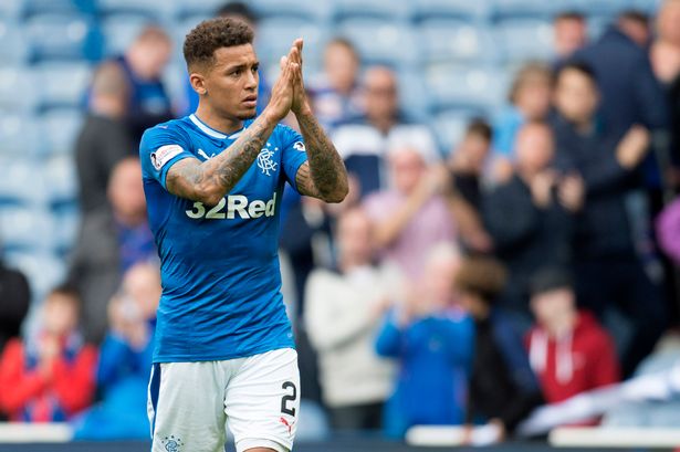 James Tavernier applauds the Rangers support