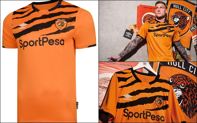Hull City's striking tiger-themed home kit for the Championship season