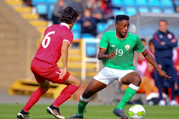 Afolabi in action for Ireland at youth level