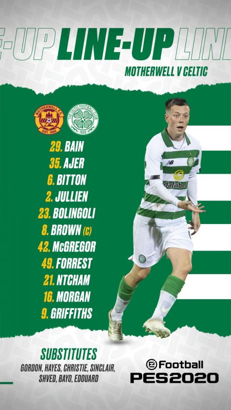Celtic line up vs Motherwell