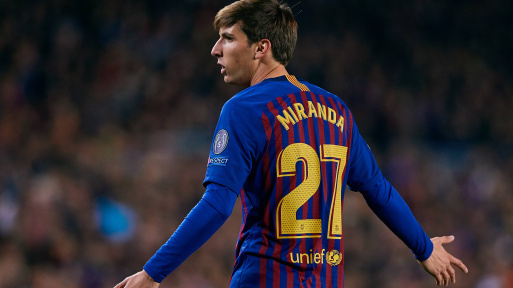 Juan Miranda in action for Barca