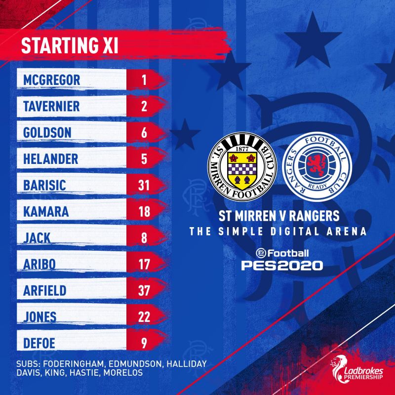 rangers-line-up vs St Mirren