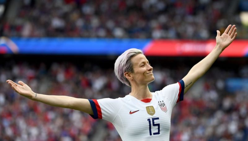 Rapinoe's iconic celebration in action for the US national team