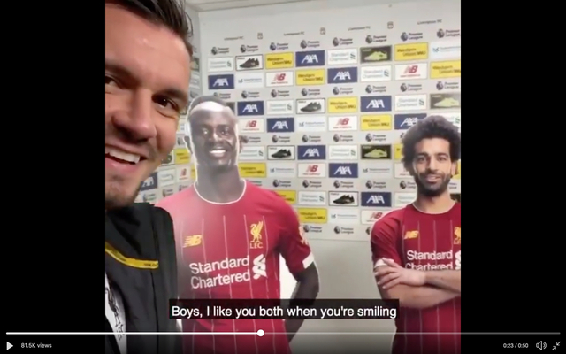 Video-Lovren-talking-to-cut-outs-of-teammates