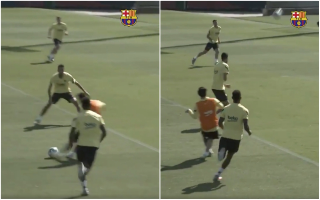 Video - Messi scores lob in Barcelona training