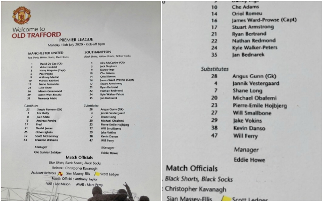 (Photo) - Man United teamsheet blunder