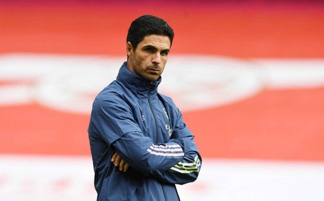 mikel arteta empty emirates stadium pic