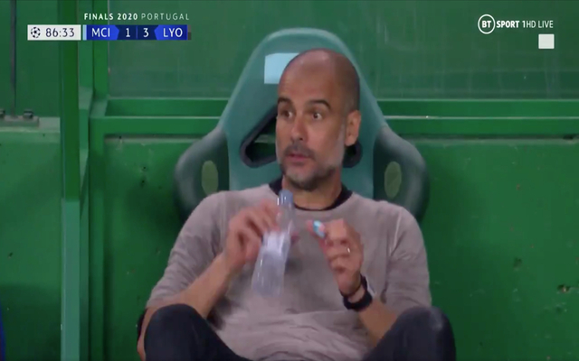 Video - Guardiola reaction to Lyon winning goal