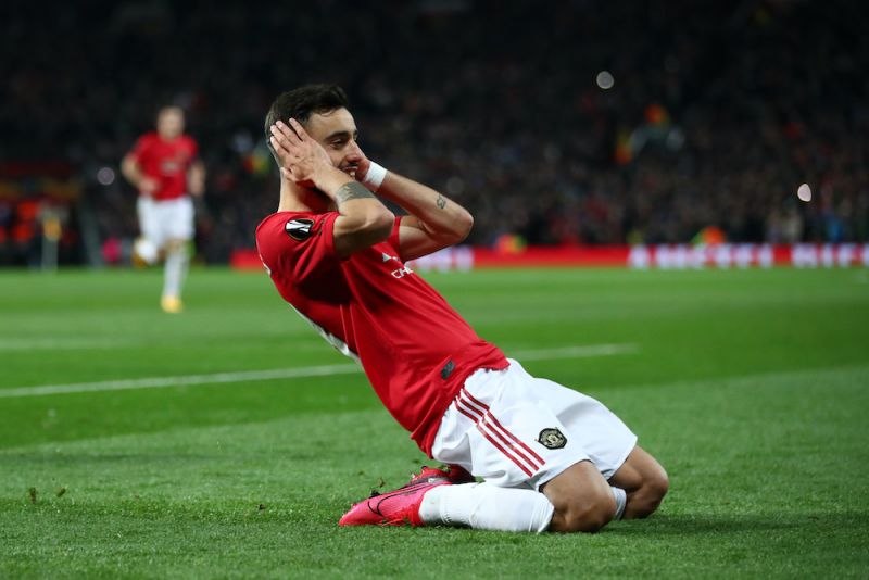Bruno Fernandes trademark celebration for Man United