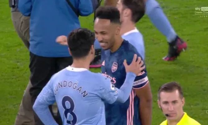 gundogan aubameyang laughing