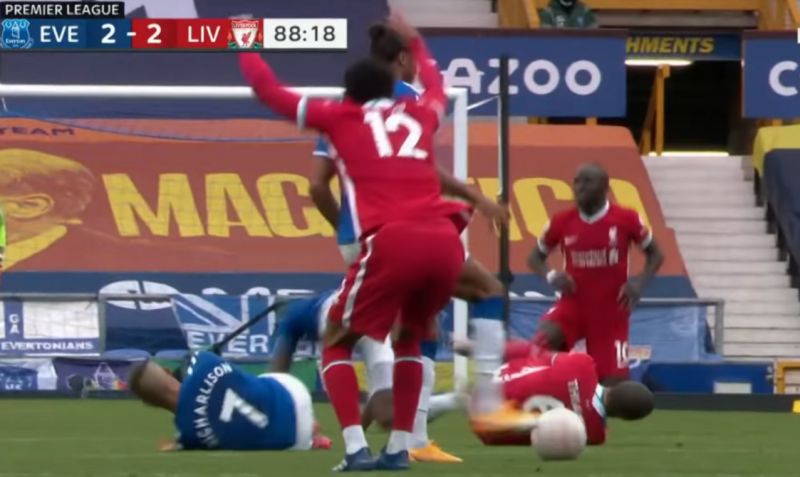 joe gomez reaction vs everton
