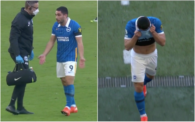 Video - Maupay goes off injured after penalty miss vs Liverpool