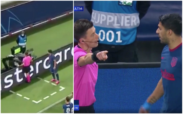 Video - Suarez booked for looking at VAR monitor