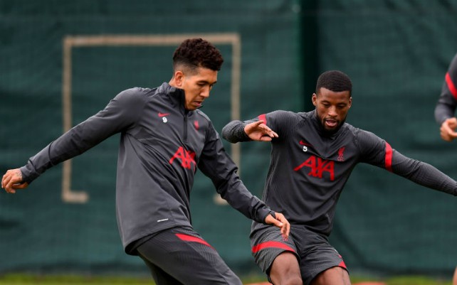 liverpool fc training firmino wijnaldum