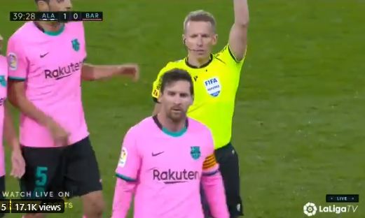 messi kick ball at ref