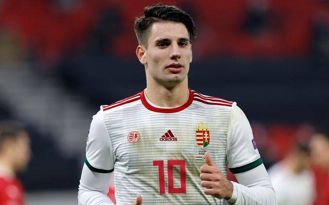 Dominik Szoboszlai pictured playing for Hungary