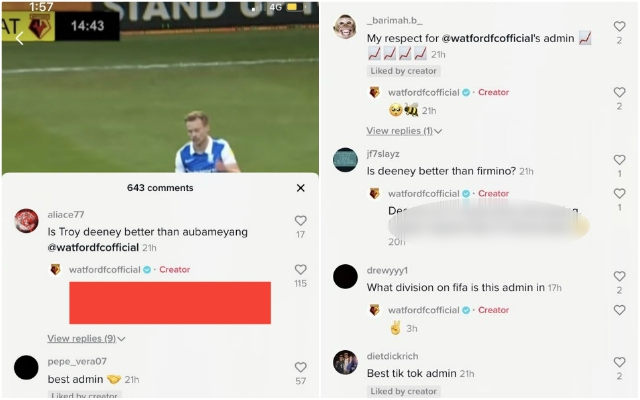 (Photos) Watford troll Aubameyang and Firmino on TikTok