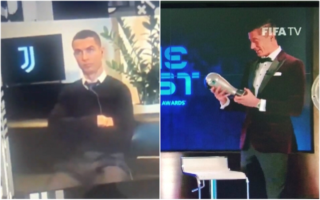Video - Ronaldo reaction to Lewandowski winning FIFA Best award