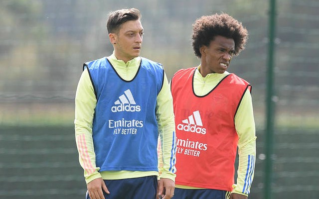 mesut ozil willian arsenal training