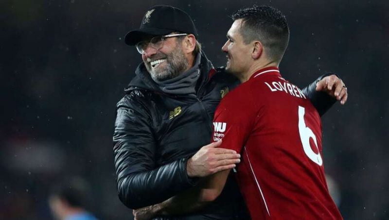 Dejan Lovren with Jurgen Klopp at Liverpool