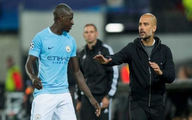 Pep Guardiola and Benjamin Mendy