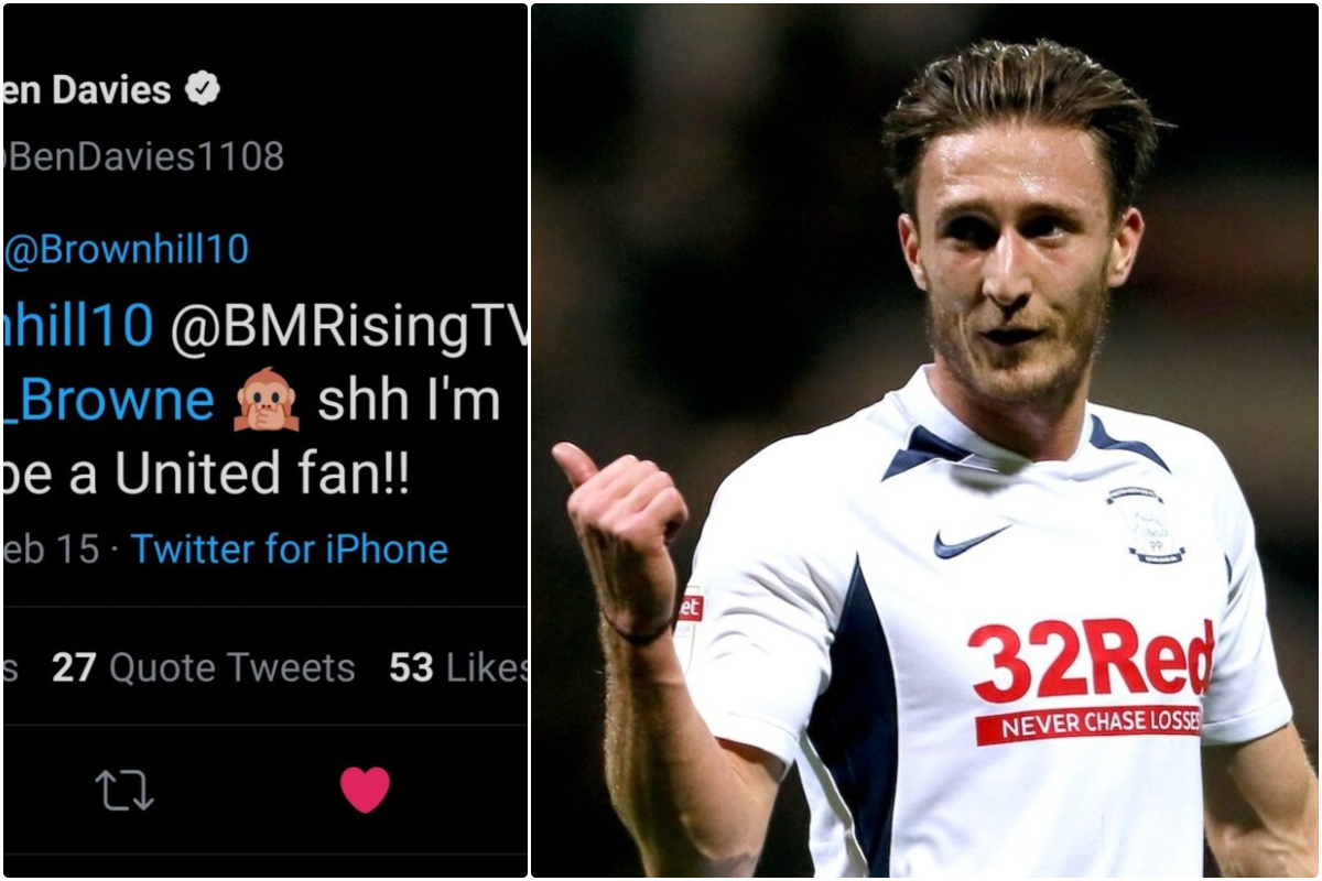 Ben Davies tweet about being a Manchester United fan