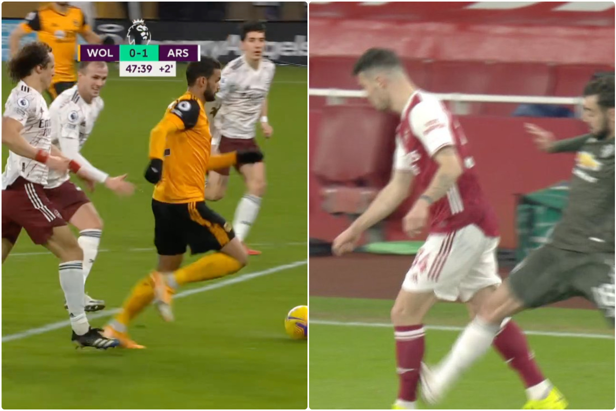 David Luiz red card compared to Bruno Fernandes horror challenge on Xhaka that went unpunished