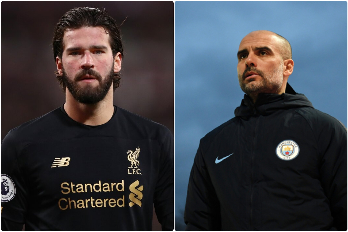 Pep Guardiola and Alisson