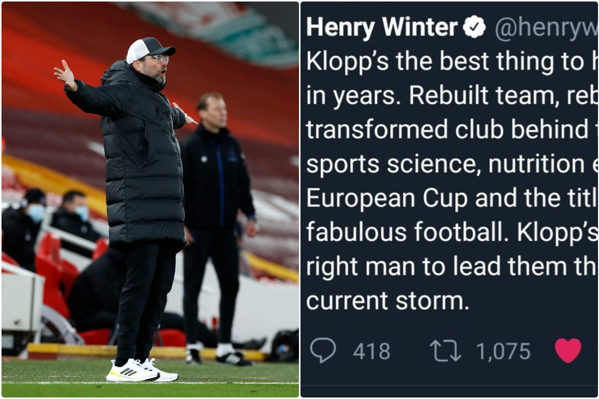 Robertson and Van Dijk like Winter tweet in support of Klopp