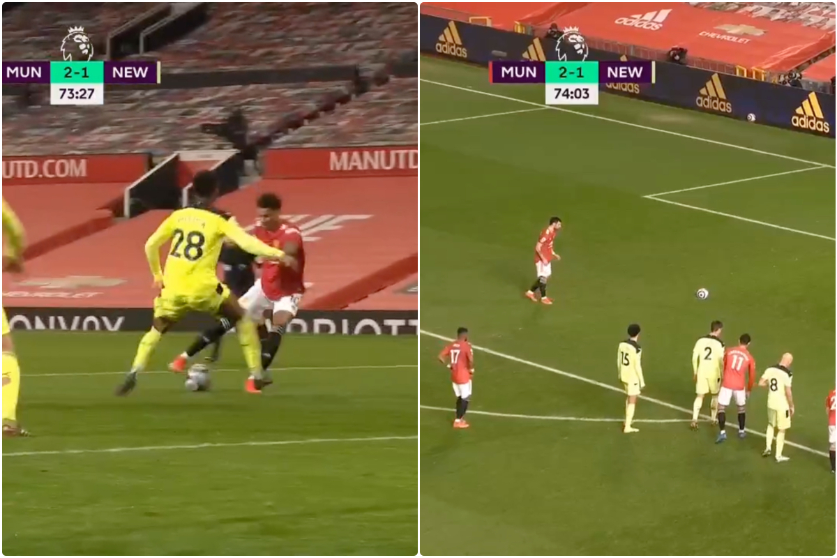 Video - Rashford wins penalty off Willock and Fernandes scores vs Newcastle