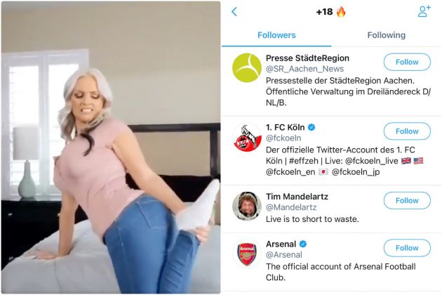Arsenal follow porn account on Twitter