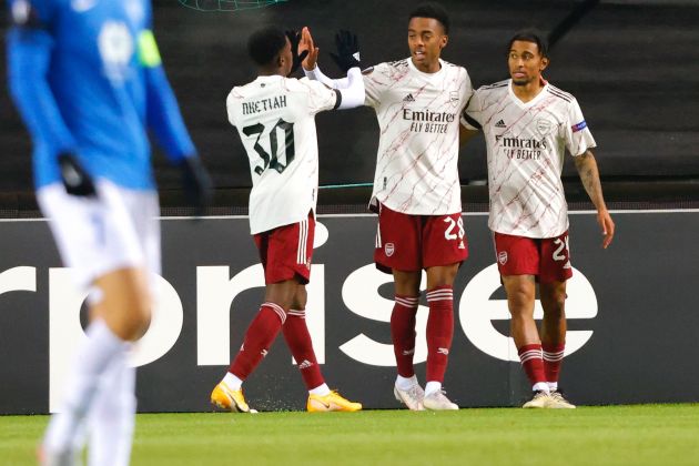 Eddie Nketiah, Reiss Nelson and Joe Willock for Arsenal