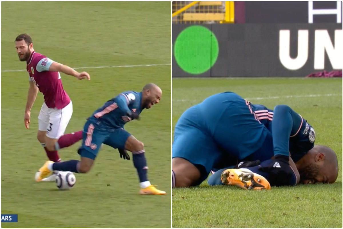 Video - Lacazette screams after foul from Burnley ace Pieters