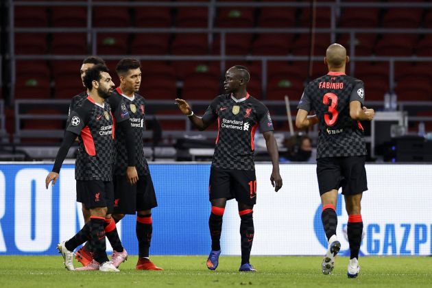 Mane, Fabinho, Salah and Firmino celebrate for Liverpool