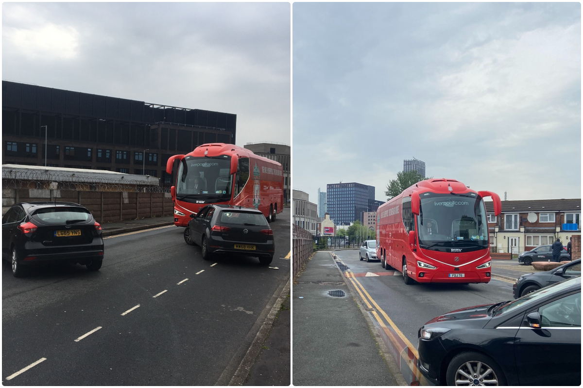(Photos) - Liverpool coach blocked and tires slashed on the way to Old Trafford for Man United tie