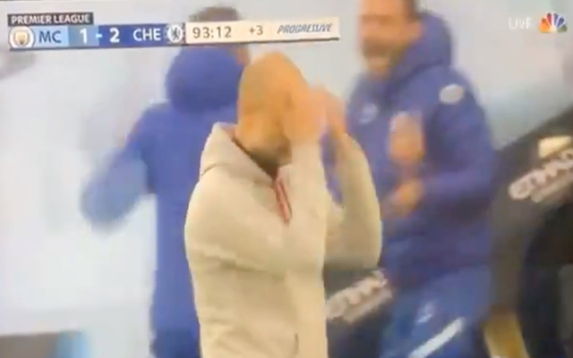 Video - Pep Guardiola slaps head after City concede late winner to Chelsea