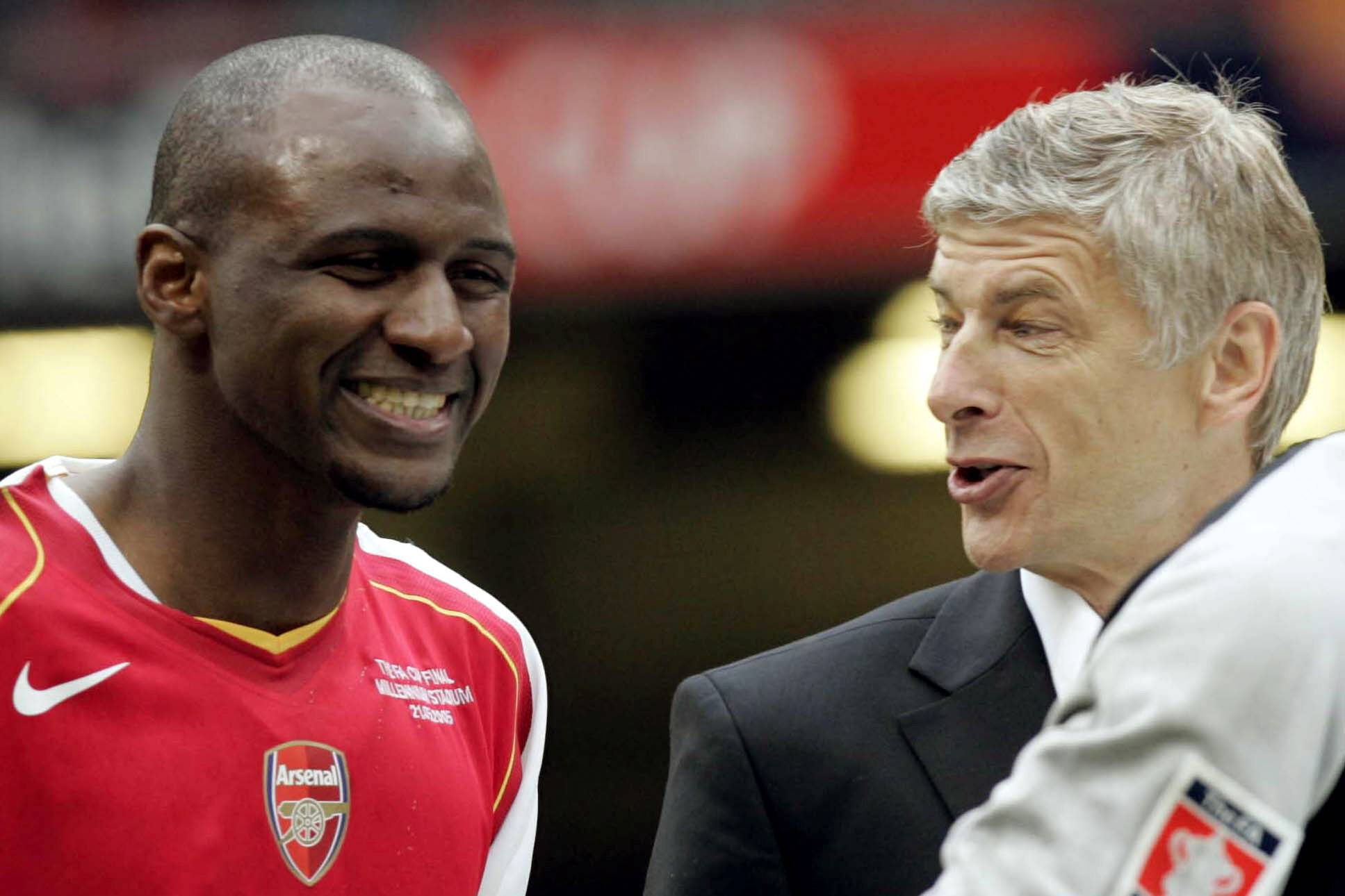 Patrick Vieira and Arsene Wenger for Arsenal