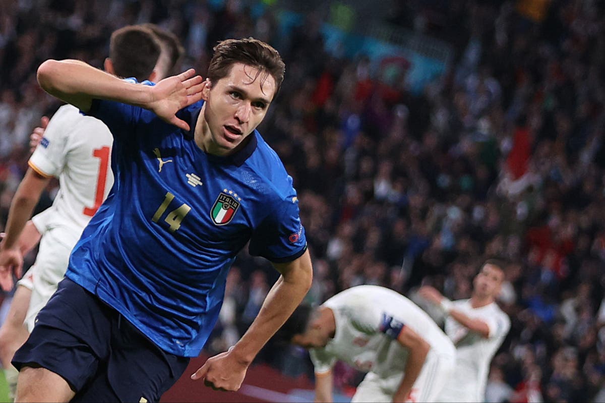 Federico Chiesa pictured celebrating a goal