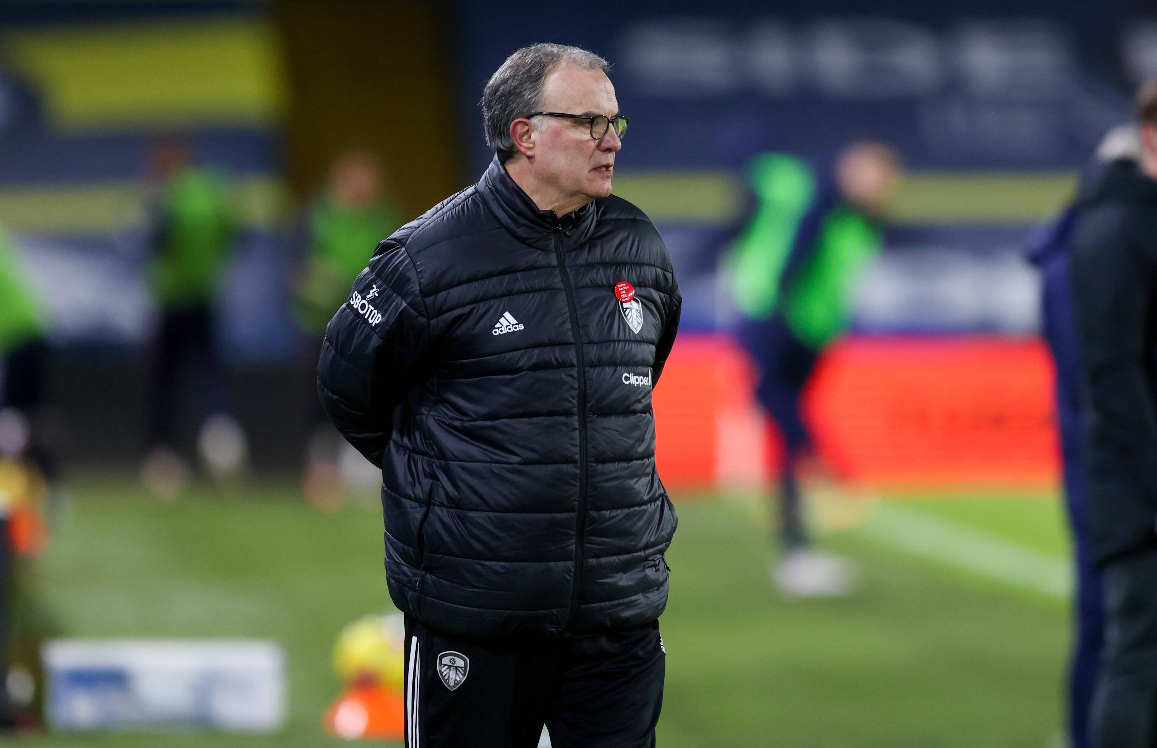 Marcelo Bielsa watches Leeds intensely