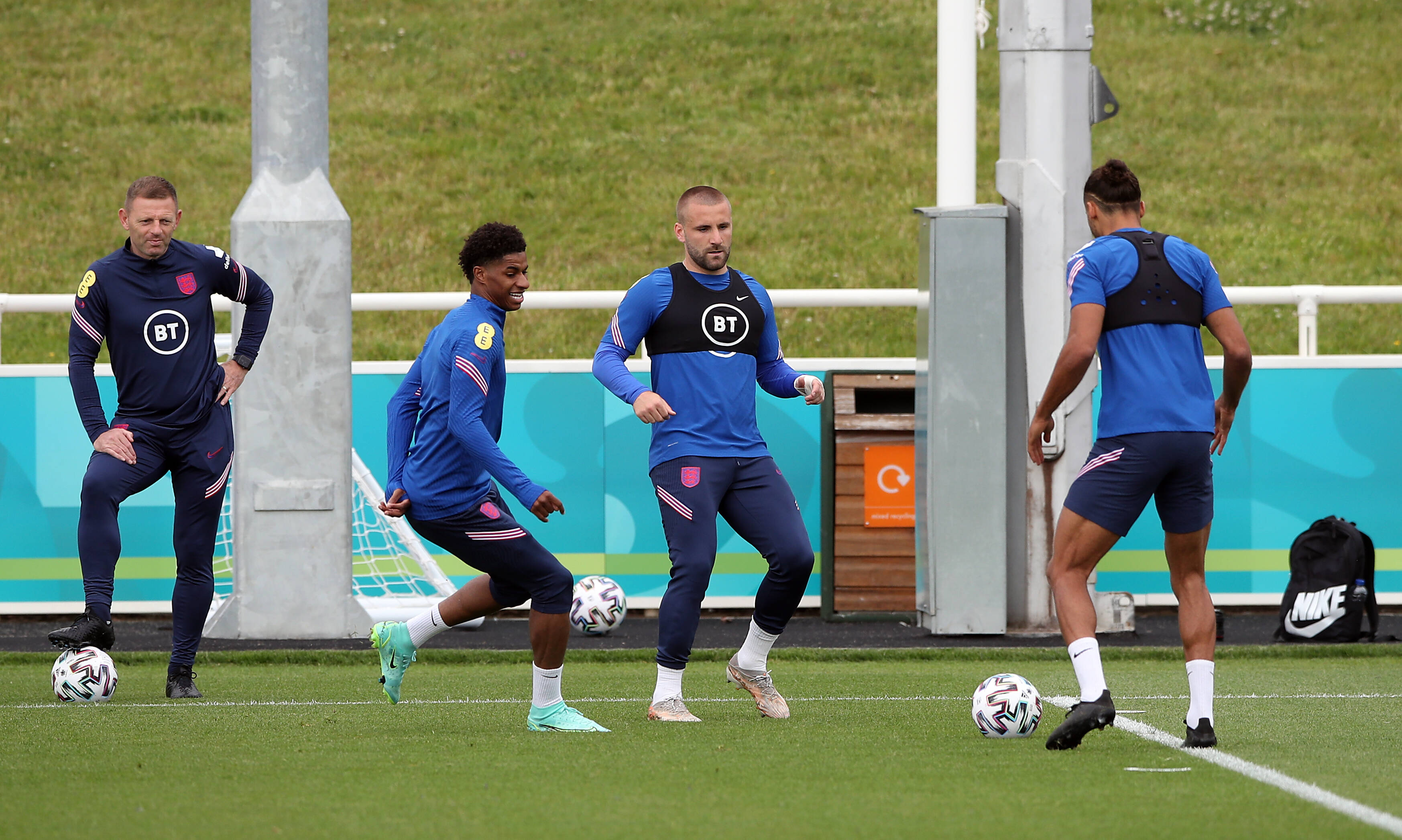 Rashford, Shaw and Calvert-Lewin in England training
