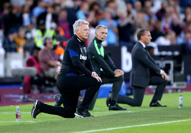 David Moyes and Brendan Rodgers of West Ham and Leicester City