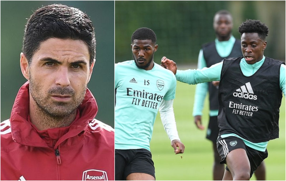 Arteta Maitland-Niles Arsenal FC training