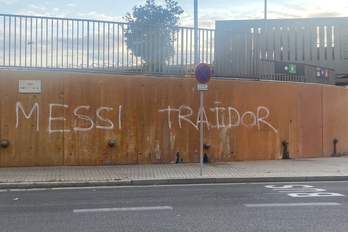 Messi Traitor graffiti appears on Camp Nou wall as great prepares for exit press conference