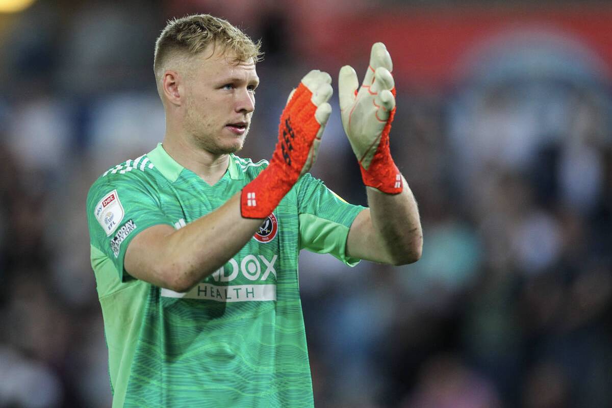 Aaron Ramsdale in action for Sheffield United