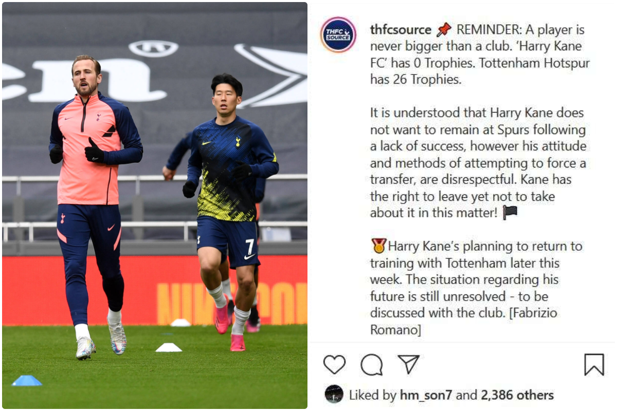 Son likes post slamming Kane after attempts to force Spurs exit