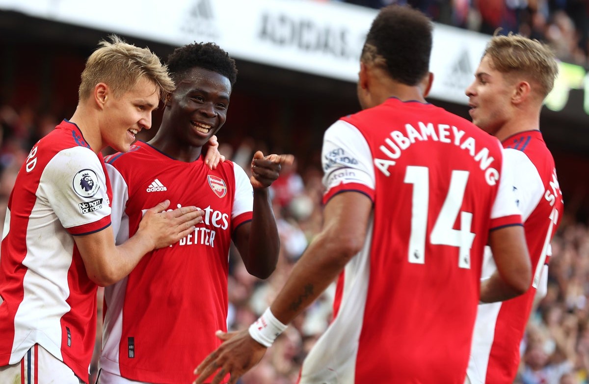 Odegaard Saka Aubameyang Smith Rowe Arsenal