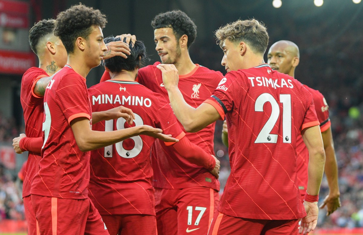 Minamino Jones Tsimikas Fabinho Liverpool