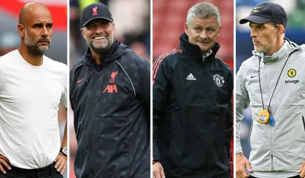 Pep Guardiola Jurgen Klopp Ole Gunnar Solskjaer Thomas Tuchel